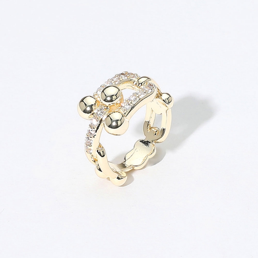 Gold Cz Stone Size 9 Bead Hardware Ring Finger Statement Jewelry